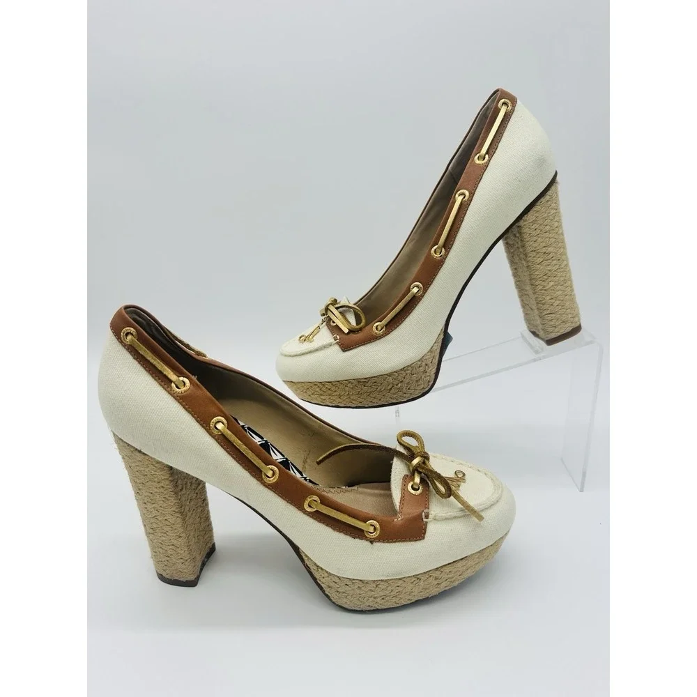 Milly Sperry Top Sider Women's Espadrille Leather Jute Vintage 9.5 M NWOB